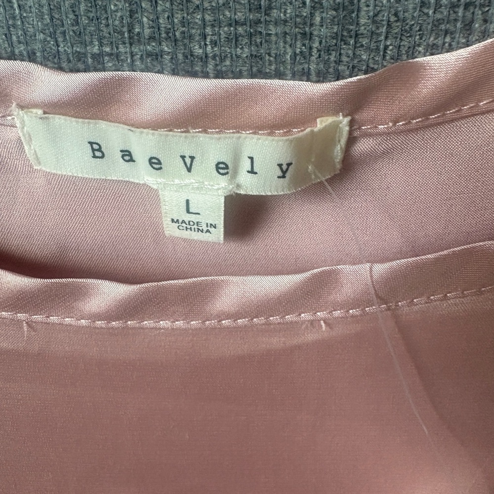 BUCKLE Baevely Blush Pink Satin Lace Tank Top L NWT Flowy Babydoll Camisole - Picture 3 of 9